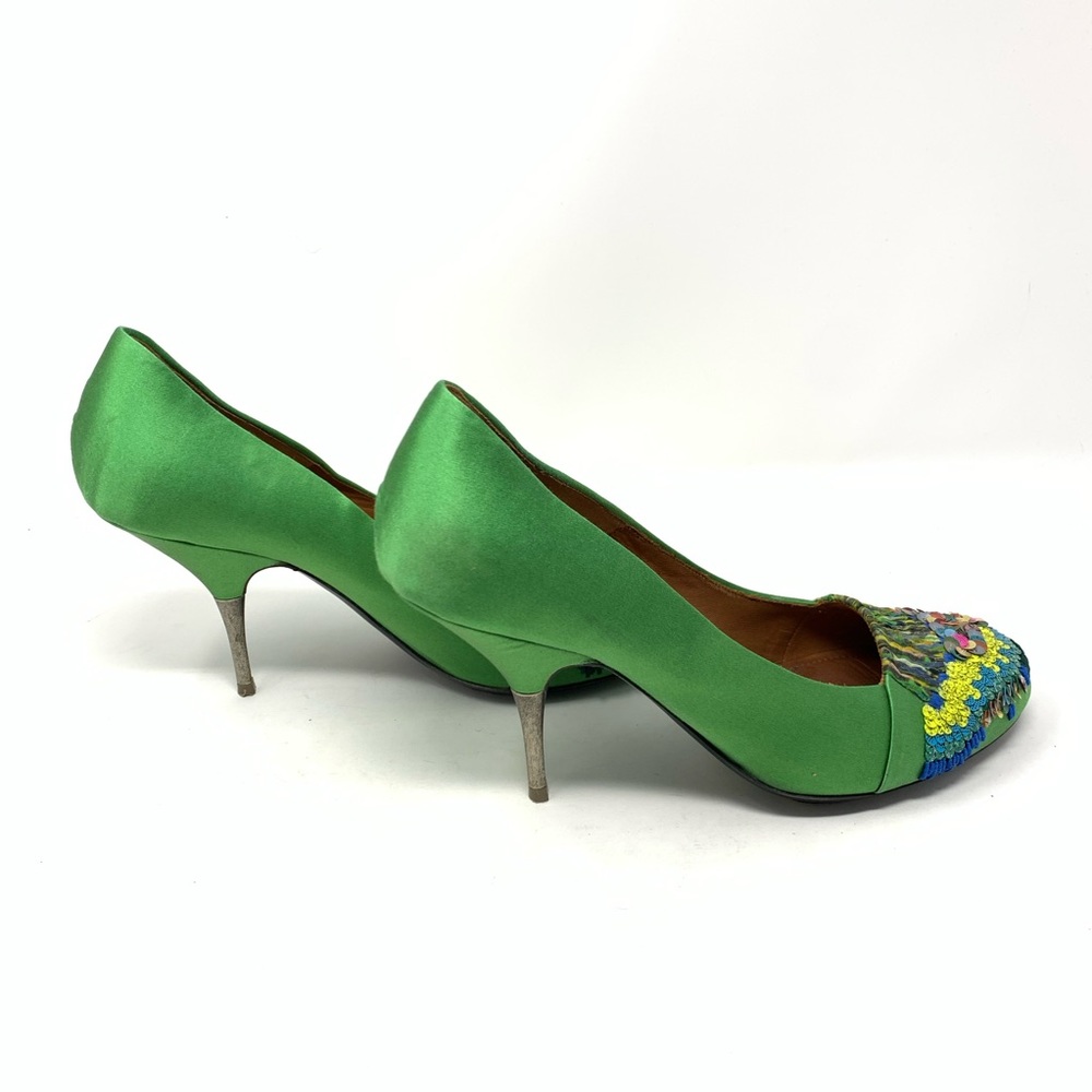 Dries Van Noten Green Multicolor Sequin Fringe Pumps - Picture 5 of 10